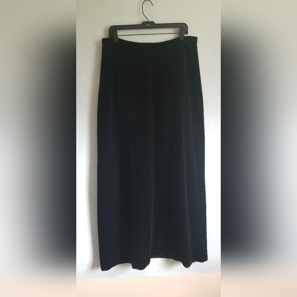 Women's Miss Accent Act III black long velvet skirt SzXL elastic waist - Picture 5 of 12